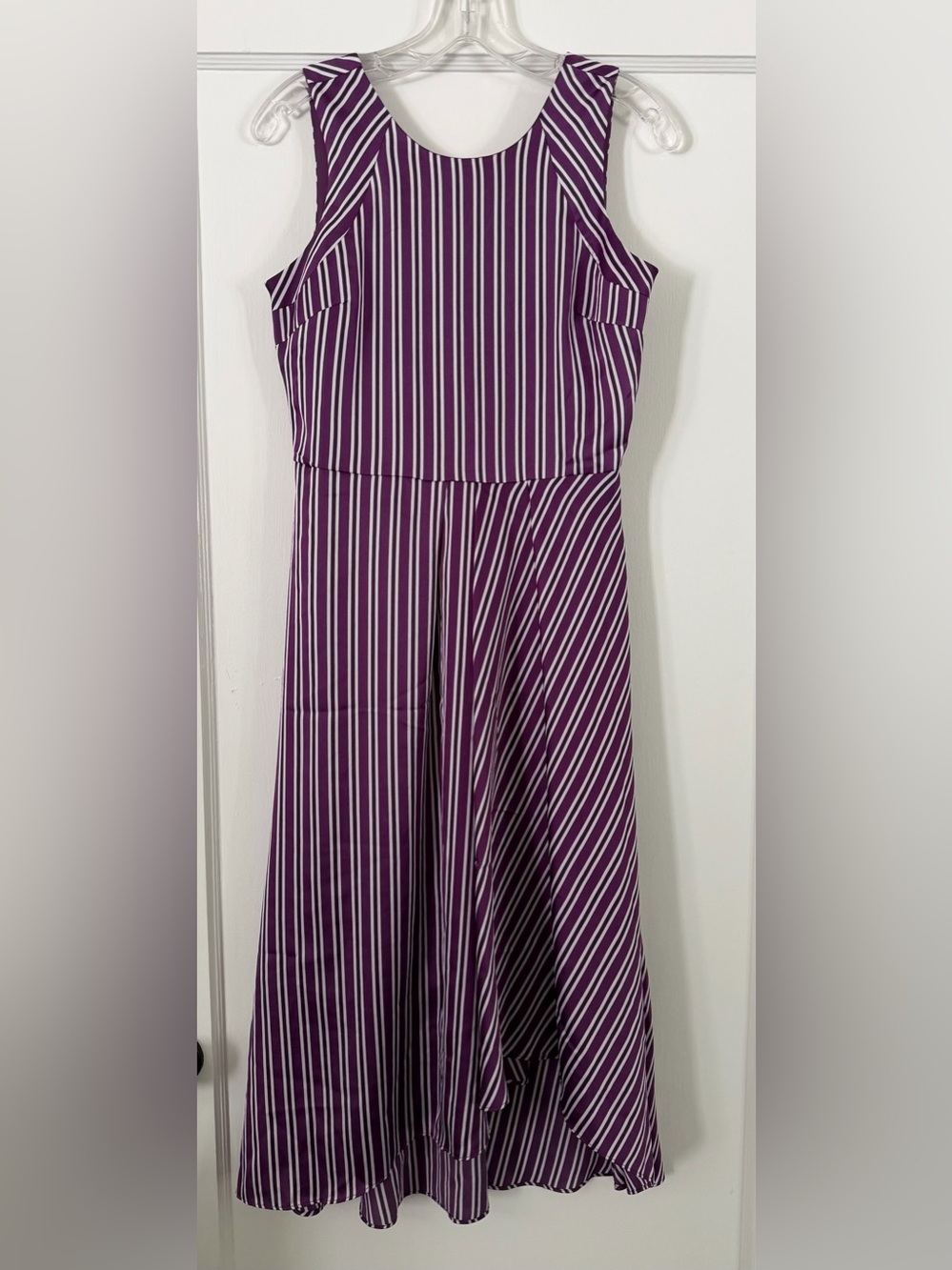 Banana Republic Purple Striped Sleeveless Midi Dress - Petite 2